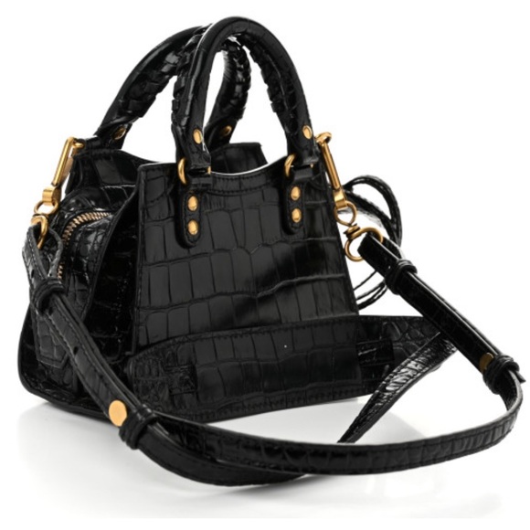 Balenciaga Black Croc-Embossed Neo Classic Nano city crossbody - Picture 3 of 10
